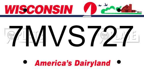 7MVS727 Wisconsin License Plate
