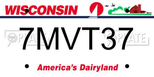 7MVT37 Wisconsin License Plate