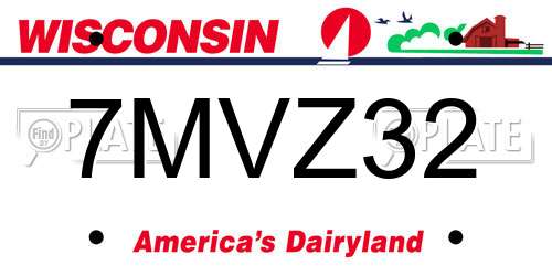 7MVZ32 Wisconsin License Plate