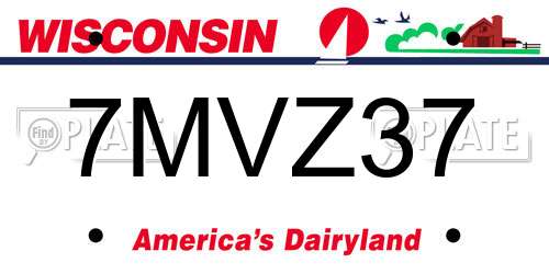 7MVZ37 Wisconsin License Plate