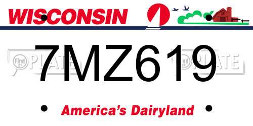 7MZ619 Wisconsin License Plate
