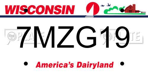7MZG19 Wisconsin License Plate