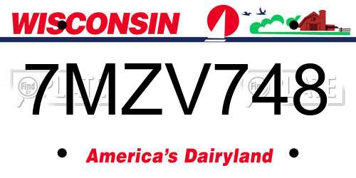 7MZV748 Wisconsin License Plate