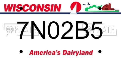 7N02B5 Wisconsin License Plate