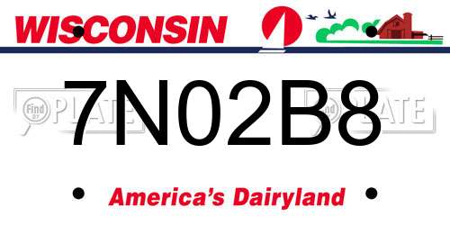 7N02B8 Wisconsin License Plate