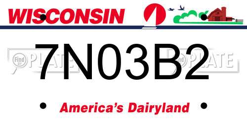 7N03B2 Wisconsin License Plate