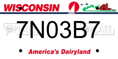 7N03B7 Wisconsin License Plate