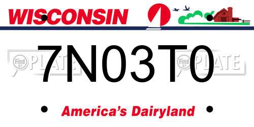 7N03T0 Wisconsin License Plate