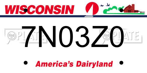 7N03Z0 Wisconsin License Plate