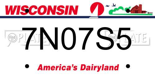 7N07S5 Wisconsin License Plate