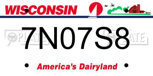 7N07S8 Wisconsin License Plate