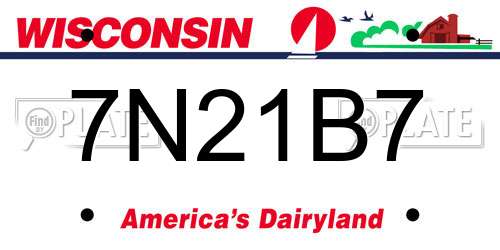 7N21B7 Wisconsin License Plate