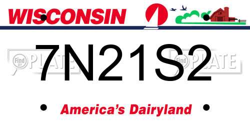 7N21S2 Wisconsin License Plate
