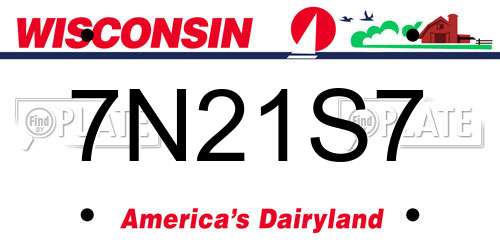 7N21S7 Wisconsin License Plate