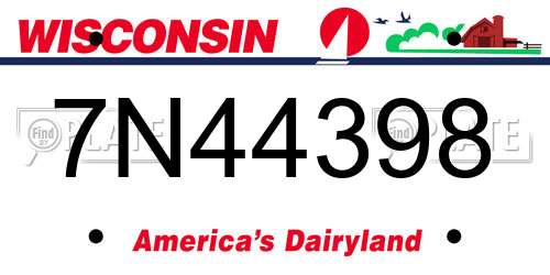 7N44398 Wisconsin License Plate