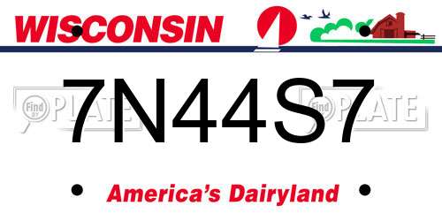 7N44S7 Wisconsin License Plate
