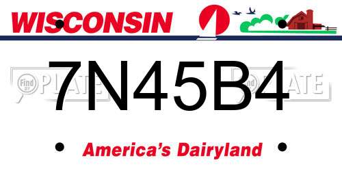 7N45B4 Wisconsin License Plate