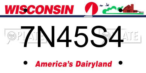 7N45S4 Wisconsin License Plate
