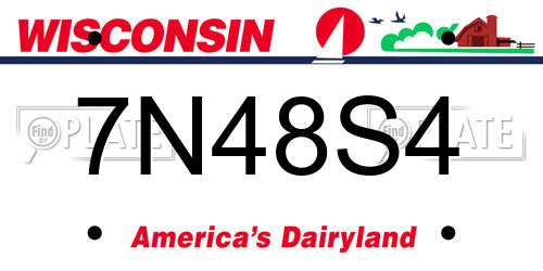 7N48S4 Wisconsin License Plate