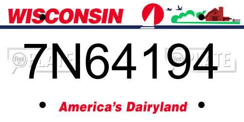7N64194 Wisconsin License Plate
