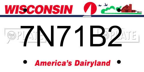 7N71B2 Wisconsin License Plate