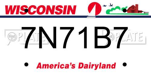 7N71B7 Wisconsin License Plate