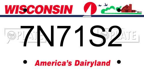 7N71S2 Wisconsin License Plate