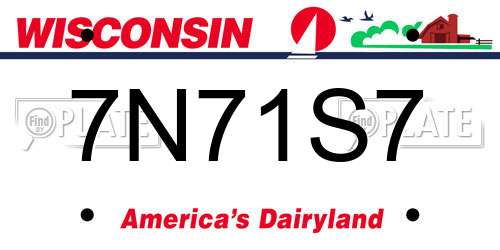 7N71S7 Wisconsin License Plate