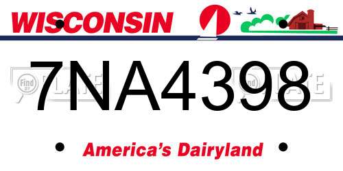 7NA4398 Wisconsin License Plate