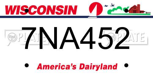 7NA452 Wisconsin License Plate