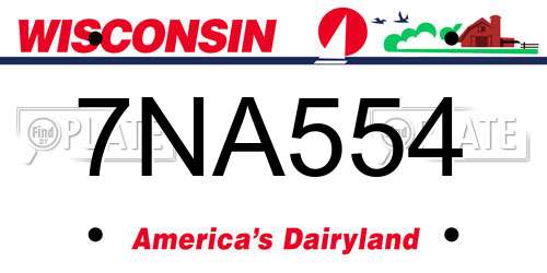 7NA554 Wisconsin License Plate
