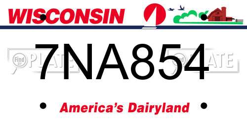 7NA854 Wisconsin License Plate