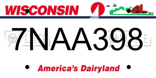 7NAA398 Wisconsin License Plate