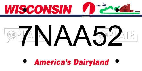 7NAA52 Wisconsin License Plate