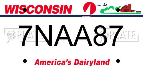 7NAA87 Wisconsin License Plate