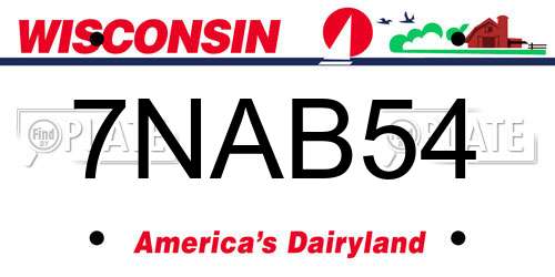7NAB54 Wisconsin License Plate