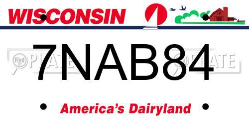 7NAB84 Wisconsin License Plate