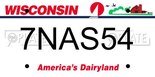 7NAS54 Wisconsin License Plate