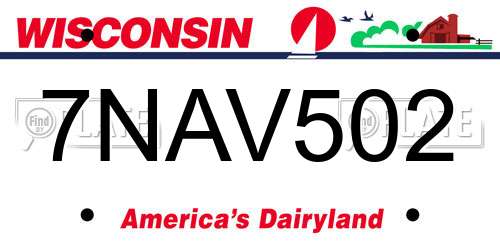 7NAV502 Wisconsin License Plate