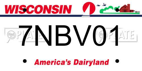 7NBV01 Wisconsin License Plate