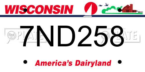 7ND258 Wisconsin License Plate