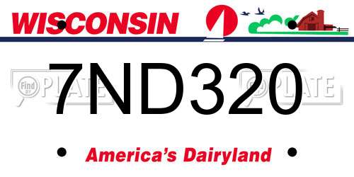 7ND320 Wisconsin License Plate