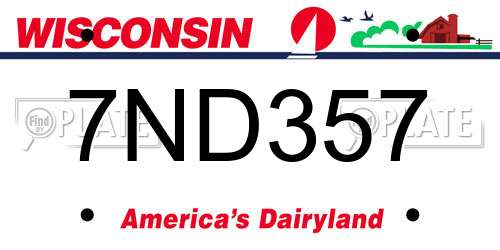 7ND357 Wisconsin License Plate