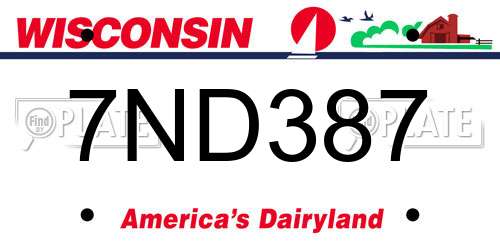 7ND387 Wisconsin License Plate