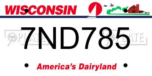 7ND785 Wisconsin License Plate