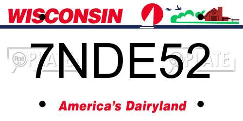 7NDE52 Wisconsin License Plate