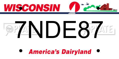 7NDE87 Wisconsin License Plate