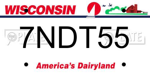 7NDT55 Wisconsin License Plate