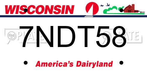 7NDT58 Wisconsin License Plate