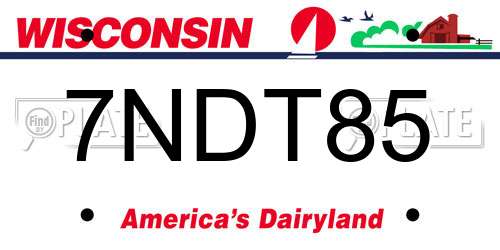 7NDT85 Wisconsin License Plate